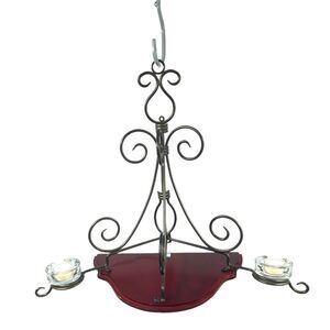 Princess House Scroll Metal Wood Top Hanging Wall Shelf Candle Holder Large VTG